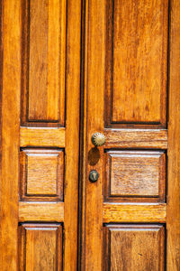 Close-up of closed wooden door