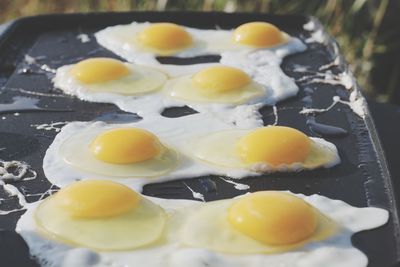 Close-up of breakfast on table