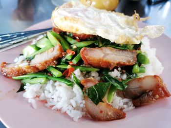 Close-up of salad served in plate