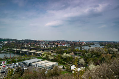 High angle view of townscape against sky