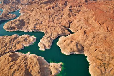 Rock formation in lake