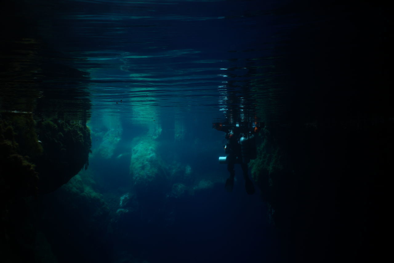 PEOPLE SWIMMING IN SEA AT NIGHT