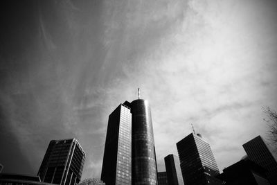 Low angle view of modern buildings against sky