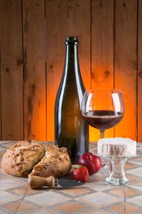 Wine bottles on glass