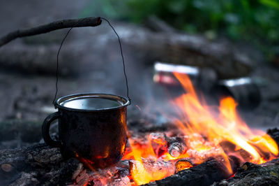 Bonfire on barbecue grill