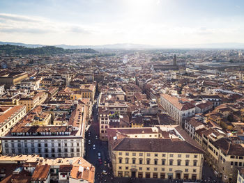 High angle view of townscape against sky