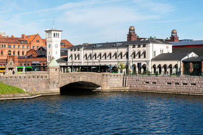 Bridge over river in city