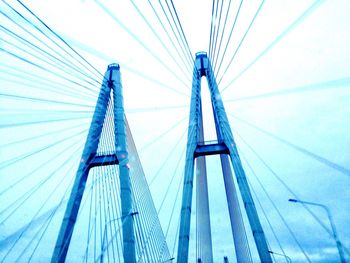 Low angle view of suspension bridge