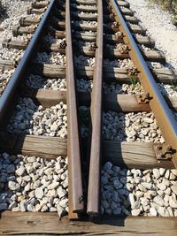 High angle view of railroad track