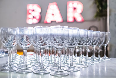 Drinking glasses on table