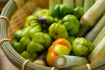 High angle view of vegetables in basket