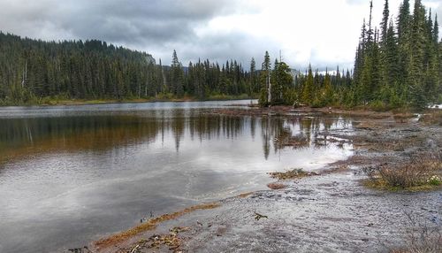 Scenic view of lake against sky
