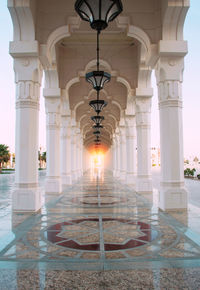 Interior of illuminated building