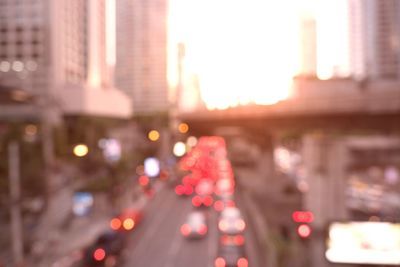 Defocused image of illuminated road at night