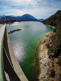 High angle view of lake against sky