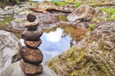 Stack of stones in water