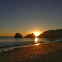 Scenic view of beach during sunset