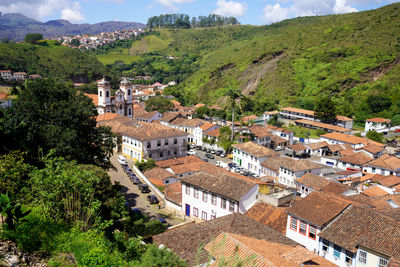 High angle view of townscape against sky