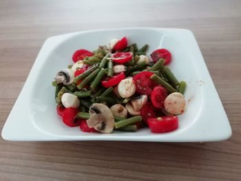 Close-up of salad in plate on table