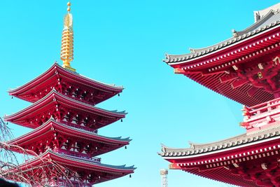 Low angle view of traditional building against clear sky