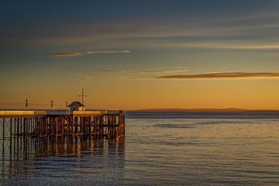 Scenic view of sea against sky at sunset