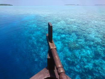 Scenic view of sea against blue sky