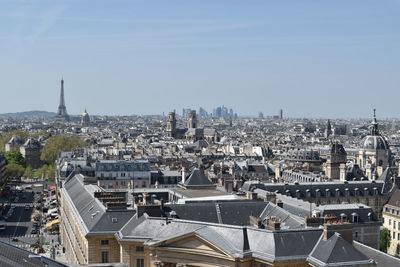 High angle view of buildings in city