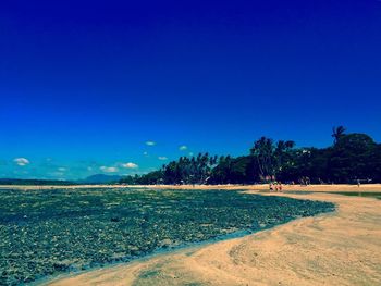 Scenic view of landscape against blue sky