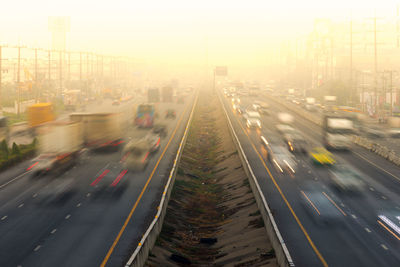 High angle view of cars on street in city