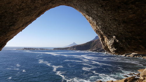 Scenic view of sea against clear sky