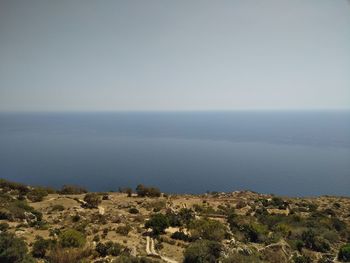 Scenic view of sea against clear sky