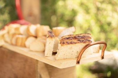 Close-up of bread in basket on table