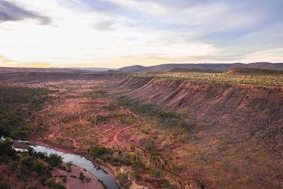 Scenic view of landscape against sky during sunset