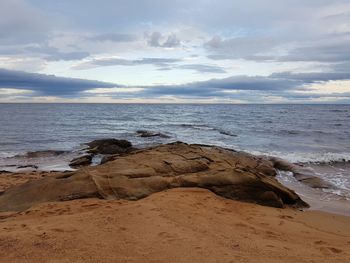 Scenic view of beach against sky