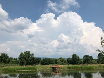 Scenic view of lake against sky