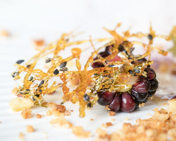 Close-up of fruits in plate