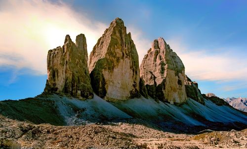 Scenic view of rock formations against sky