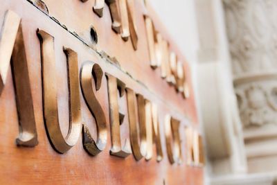 Close-up of text on wall