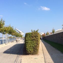 View of road along buildings