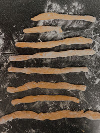 High angle view of food over white background