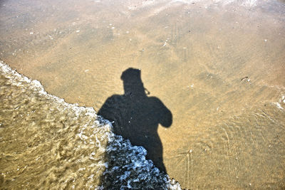 Shadow of man on rock