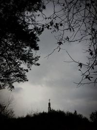 Low angle view of bare tree against sky