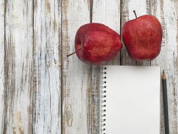 High angle view of fruits on table