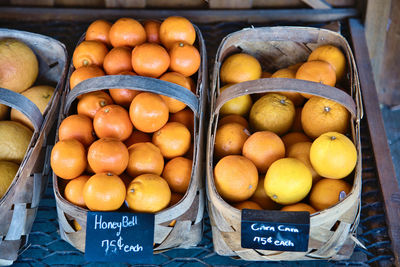 Oranges for sale at market stall
