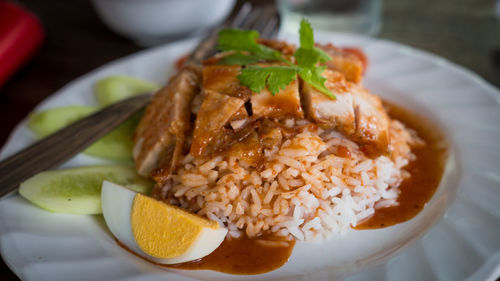 Close-up of meal served in plate