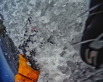 Close-up of nautical vessel in water