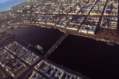 Aerial view of river amidst city