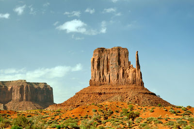 Low angle view of rock formation