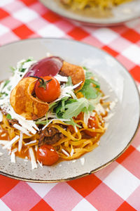 Close-up of food in plate on table