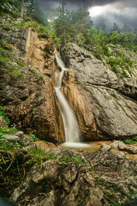 Scenic view of waterfall in forest